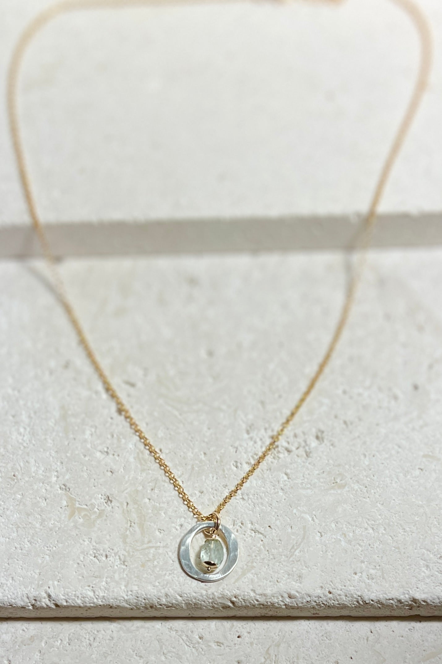 Kai Small Necklace with Aquamarine Drop – Mixed Metal