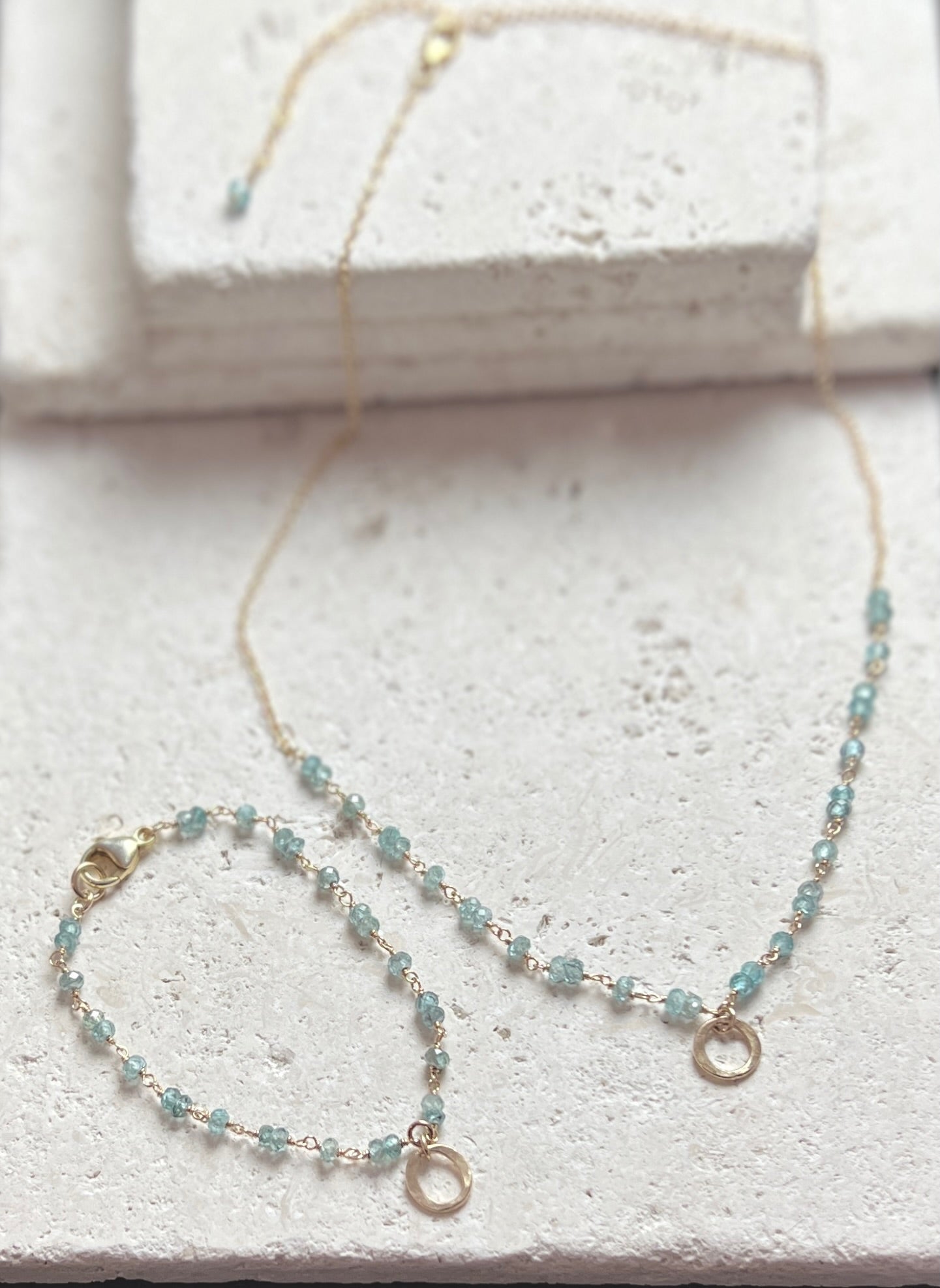 Polaris Necklace Natural Blue Zircon Kai Pendant Gold Filled