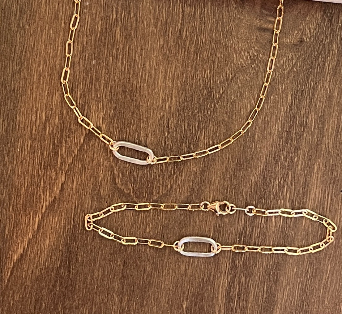 Sovereign Bracelet Sm Gold Chain with SS Link - Mixed Metal