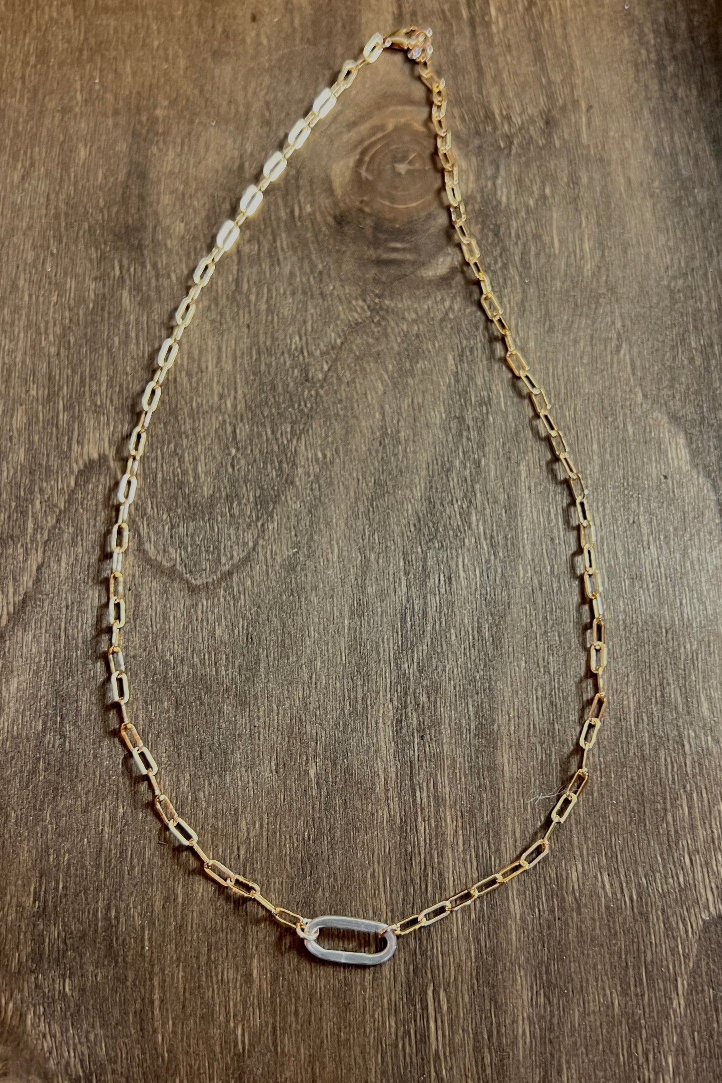 Sovereign Necklace Sm Gold Chain & Silver Link Mixed Metal