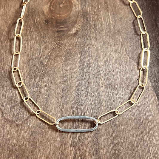 Sovereign Necklace XXL Gold Chain & Silver Link -Mixed Metal