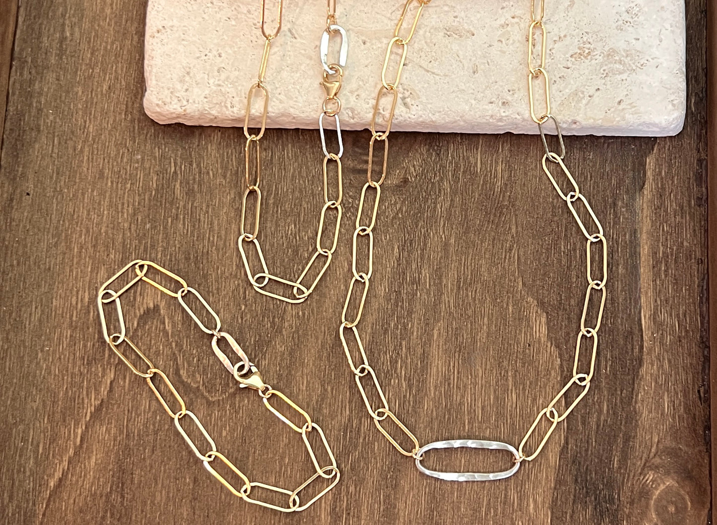 Sovereign Necklace XXL Gold Chain & Silver Link -Mixed Metal