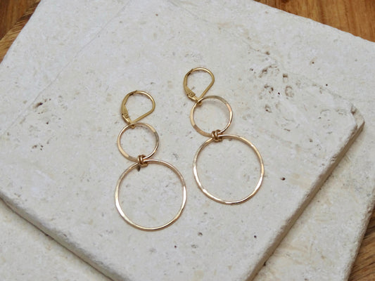 Halo Large Earrings 2 Circles Gold Filled