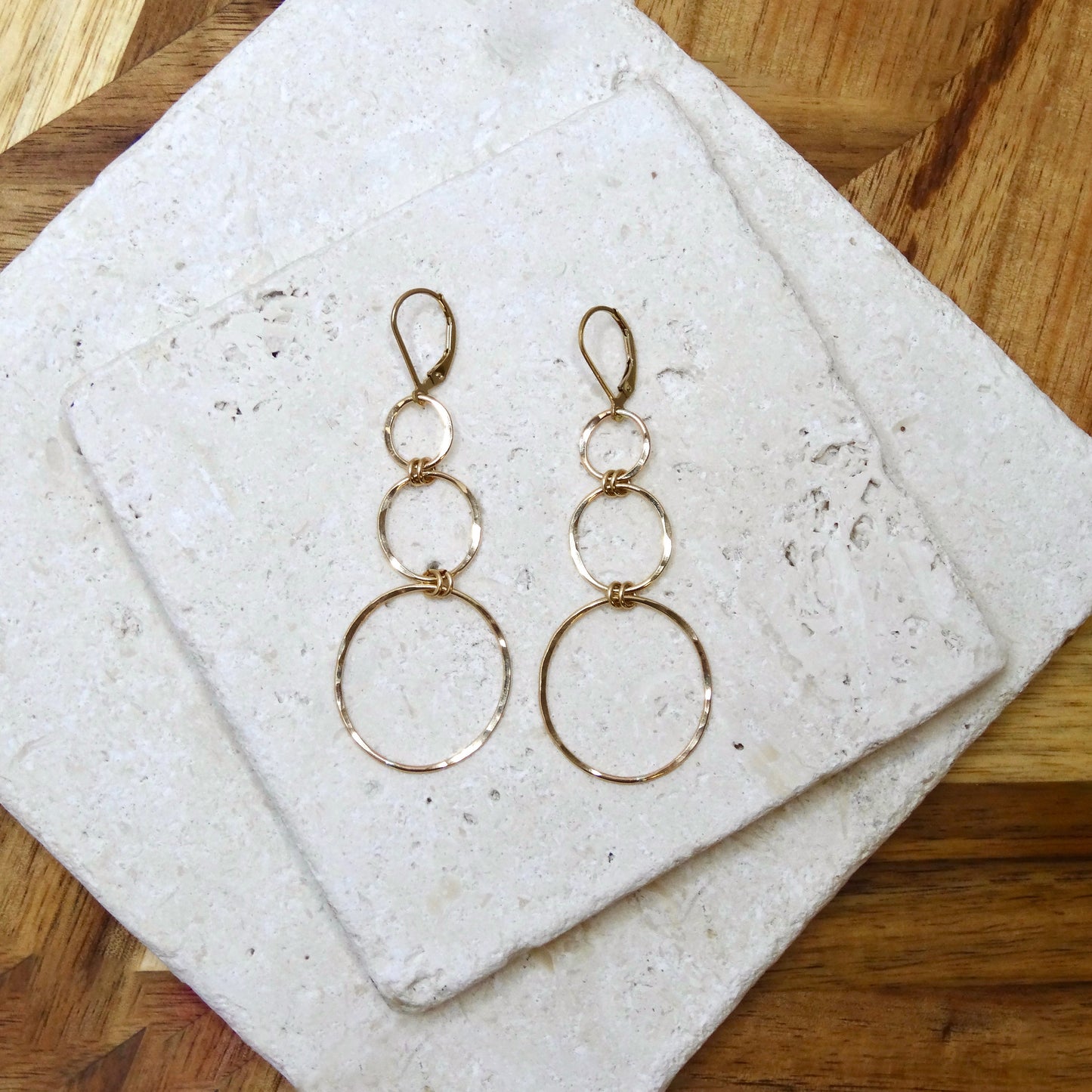 Halo Large Earrings 3 Circles Gold Filled