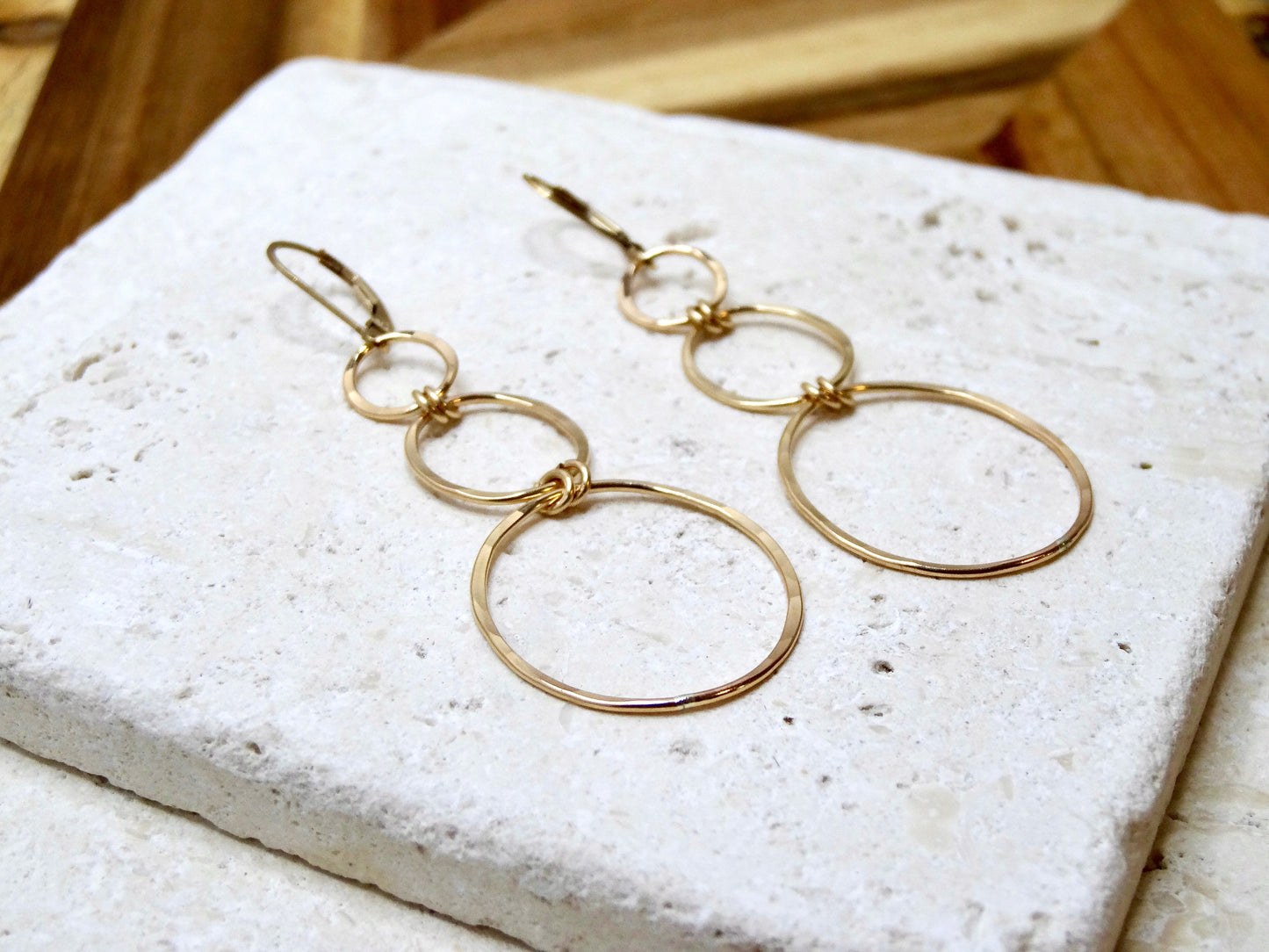 Halo Large Earrings 3 Circles Gold Filled