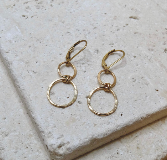 Halo Small Earrings 2 Circles Gold Filled
