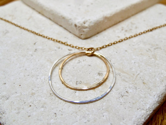 Halo Large Necklce Mixed Metal