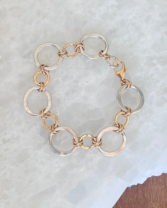 Kai Statement Bracelet SS Small & GF Petite Mini - Mixed Metal