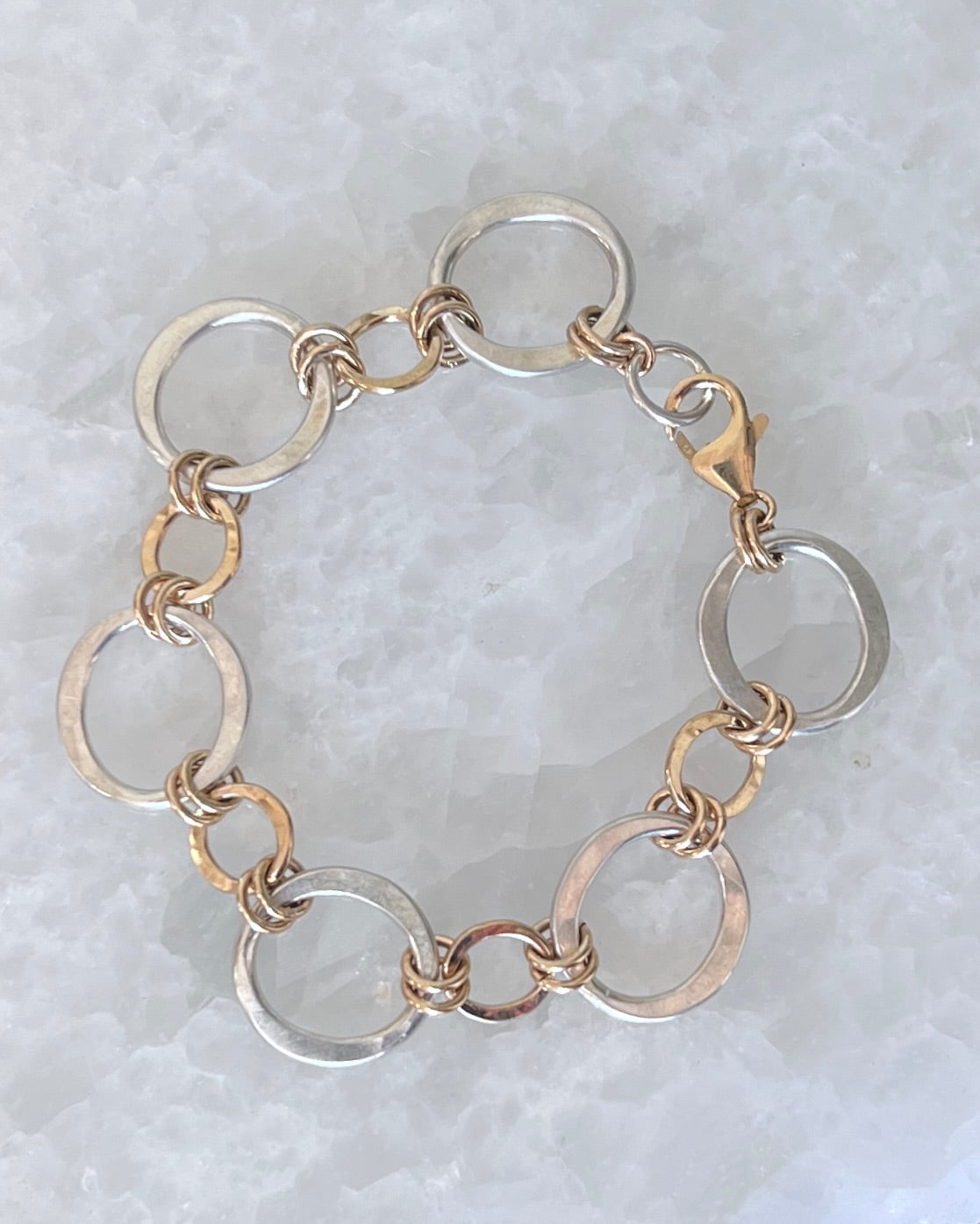 Kai Petite Mini Gold Filled & Small Sterling Silver Statement Bracelet - Mixed Mnetal