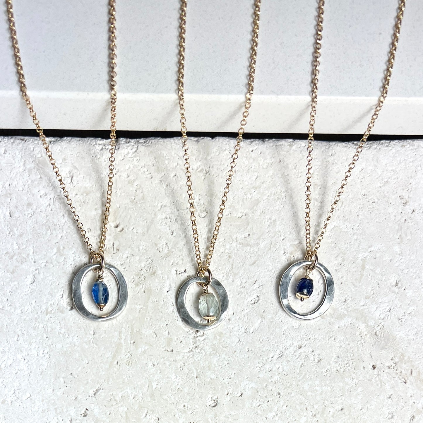 Kai Small Necklace with Aquamarine Drop – Mixed Metal