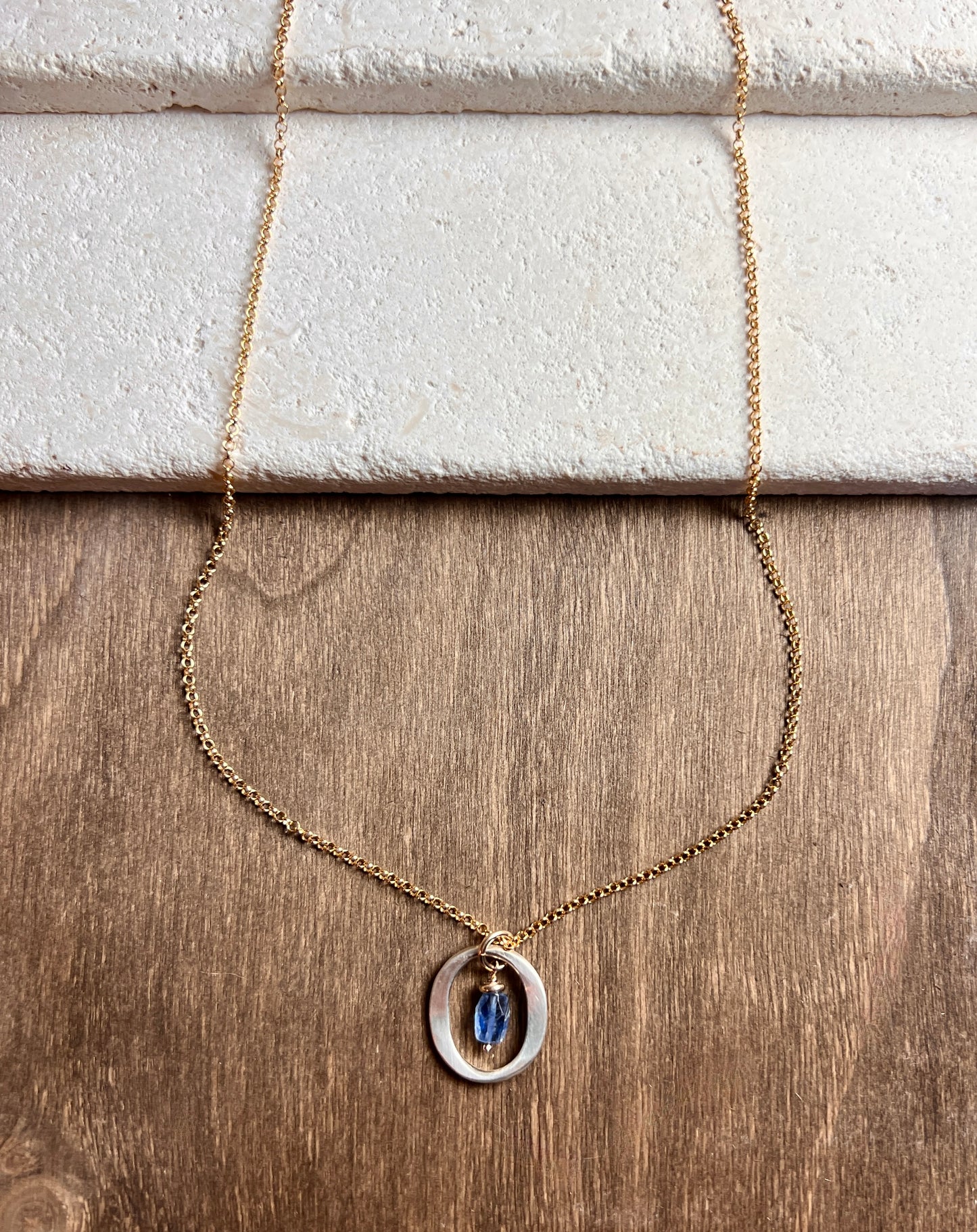 Kai Small Necklace with Kyanite Drop – Mixed Metal