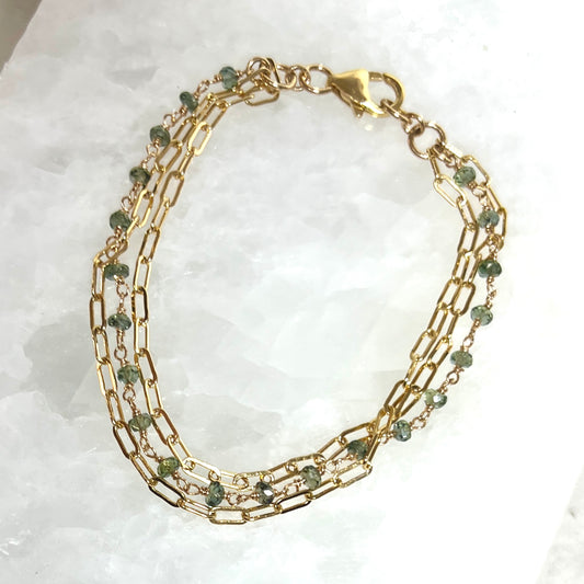 Oscar Bracelet Green Sapphire Gold Filled