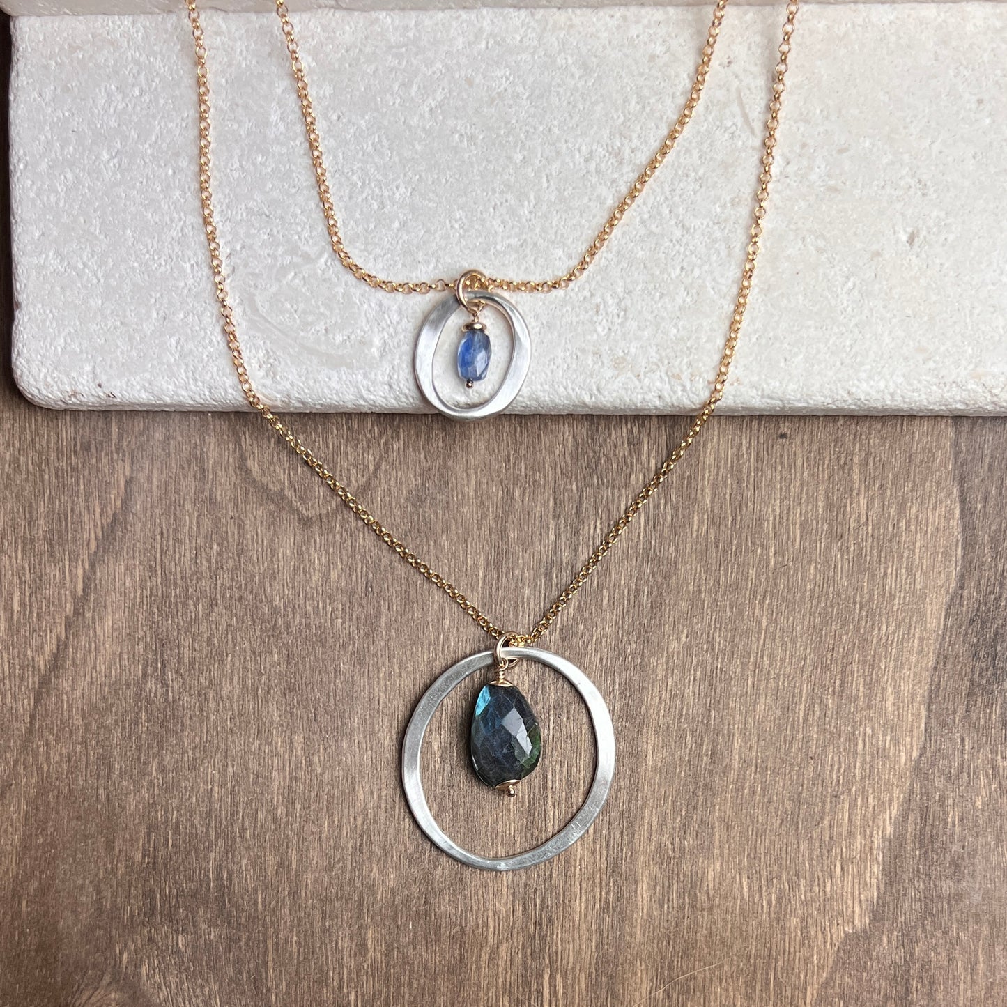 Kai Large Necklace with Labradorite Drop – Mixed Metal