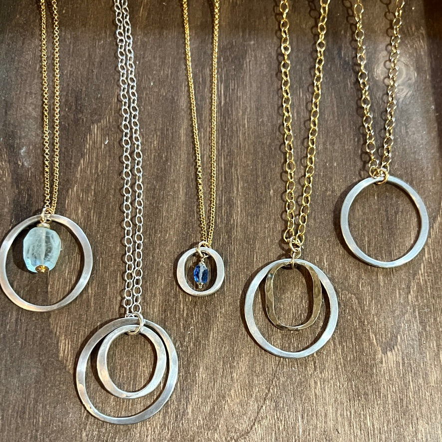 Kai Large Necklace with Aquamarine Drop – Mixed Metal