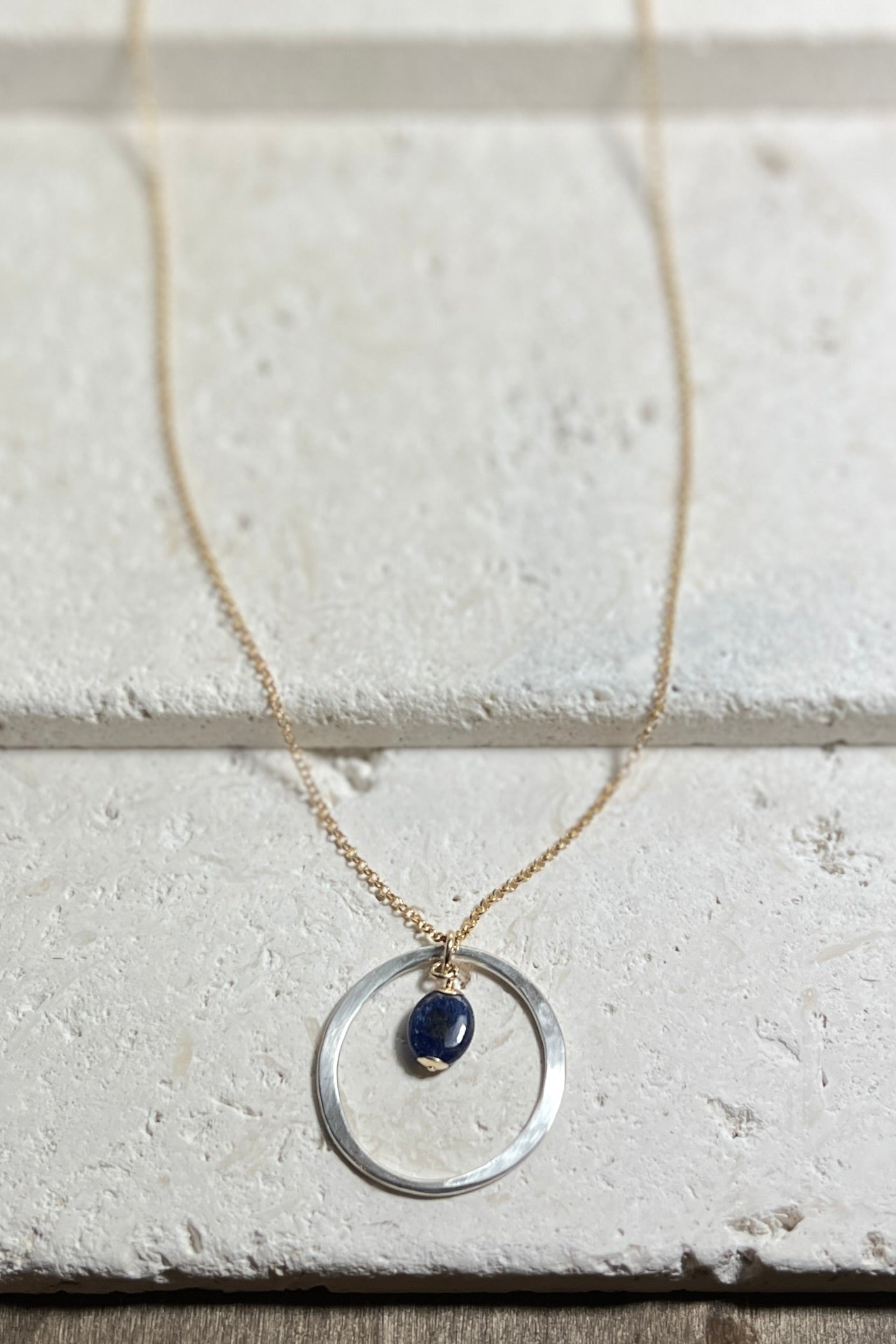 Kai Large Necklace with Sapphire Drop – Mixed Metal