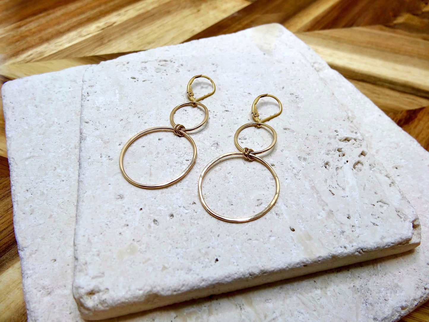 Halo Large Earrings 2 Circles Gold Filled