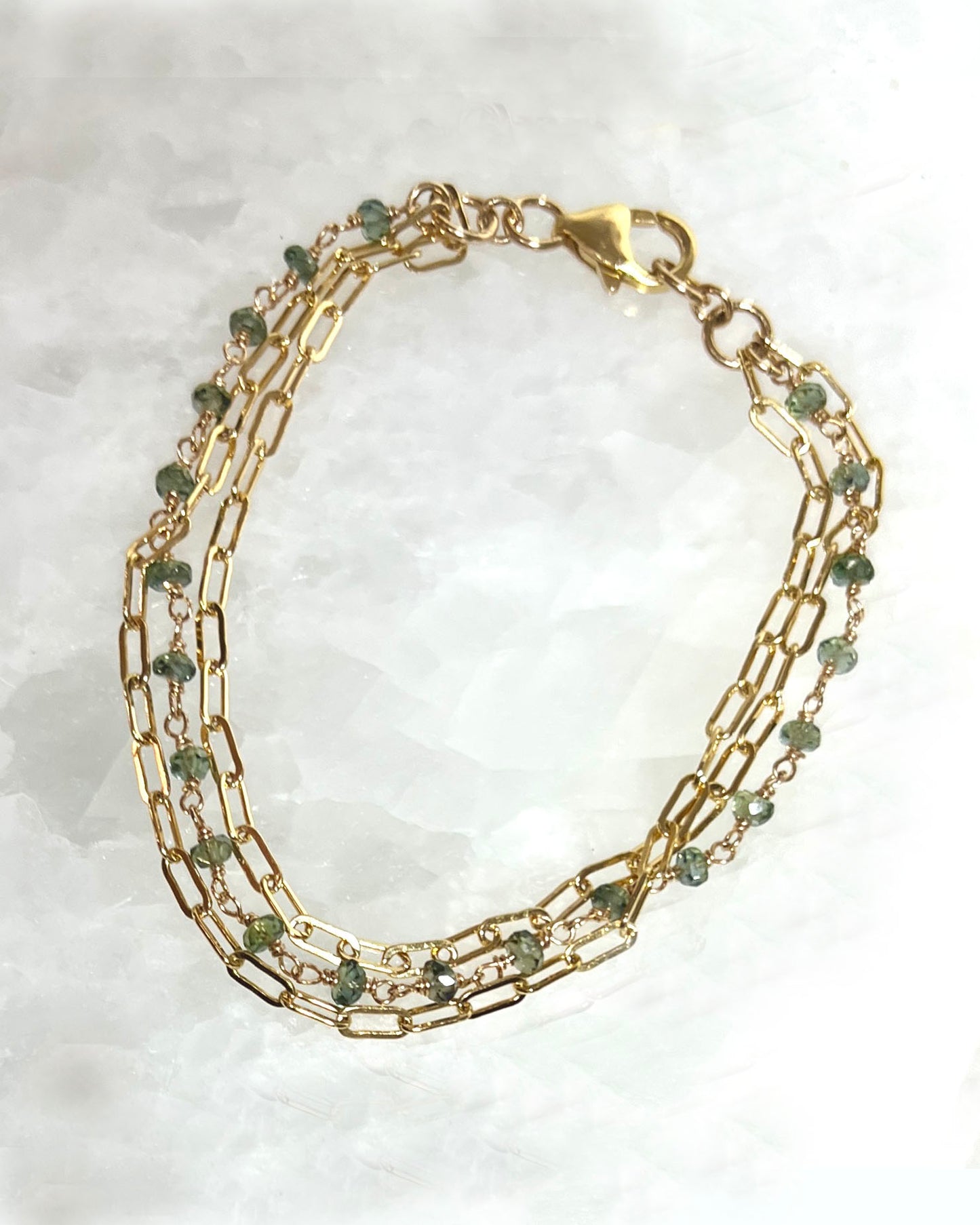 Oscar Bracelet Green Sapphire Gold Filled